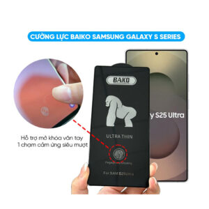 Cường lực Baiko Samsung S25 ultra S21 S21+ S22 S22+ S23 S23+ S24 S24+ S21Plus S22Plus S23Plus có hỗ trợ mở khóa vân tay